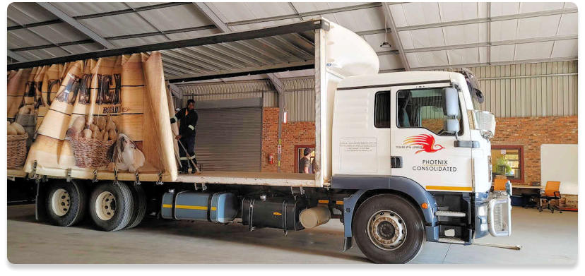 Another Phoenix Consolidated truck being prepared for goods destined for Zimbabwe