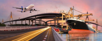 a freeway, a jet and a ship - freight